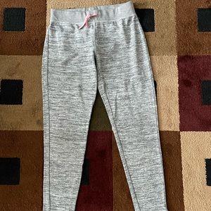 tight gray sweatpants